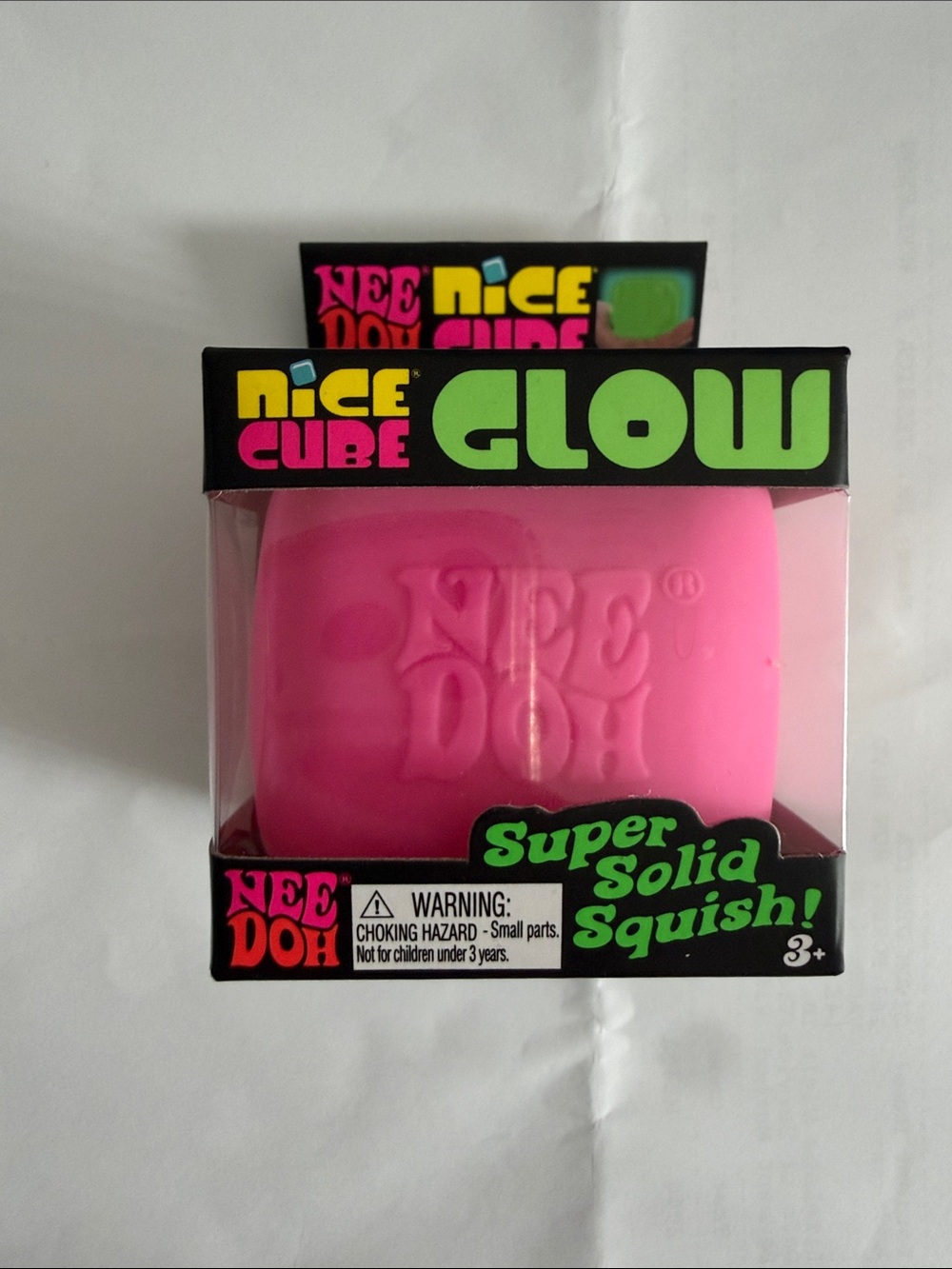 Pink Super Solid Squish Glow Cube
